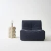 Side table, end table, bedside table enamelled steel with stripes Ø33x H 46cm