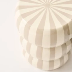 Side table, end table, bedside table enamelled steel with stripes Ø33x H 46cm