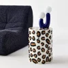 Side table, end table, bedside table in enameled steel, leopard pattern