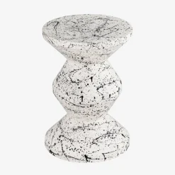 Side table, end table, bedside table, enamelled steel with speckled pattern, Ø33 x H 47cm