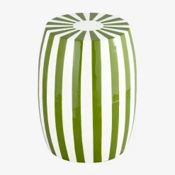 Side table, end table, bedside table in enameled steel, two-tone stripes Ø35 x H 46cm