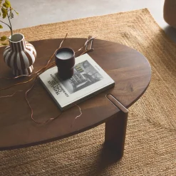 Solid mango wood oval coffee table