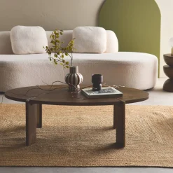 Solid mango wood oval coffee table