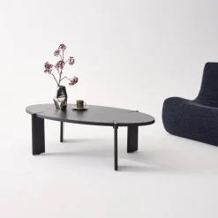 Solid mango wood oval coffee table