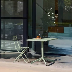 Square folding bistro garden table, steel seats 2