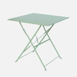 Square folding metal bistro garden table, 2-seater