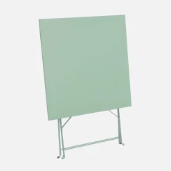 Square folding metal bistro garden table, 2-seater