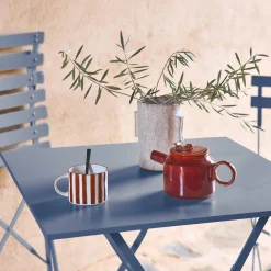 Square folding metal bistro garden table, 2-seater