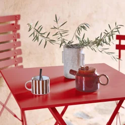 Square folding metal bistro garden table, 2-seater