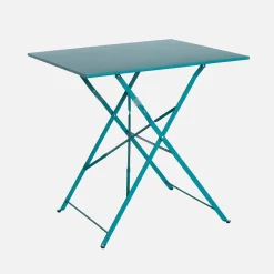 Square folding metal bistro garden table, 2-seater