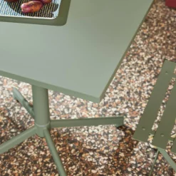 Square folding metal garden table + 2 seats