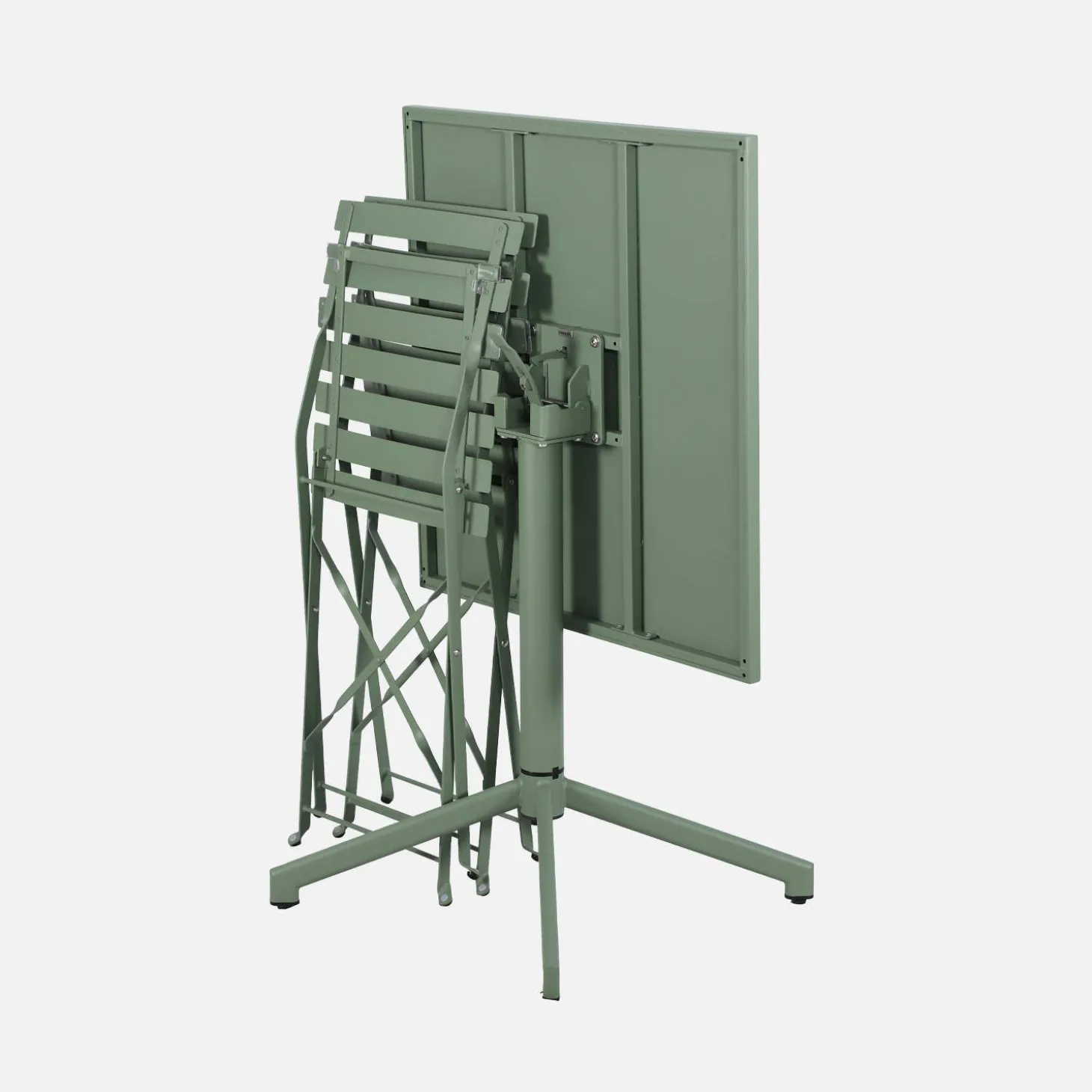 Square folding metal garden table + 2 seats