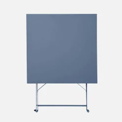 Square 2-seater folding metal bistro garden table with 2 chairs