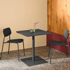 Square steel bistro garden table + 2 chairs