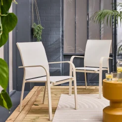 Stackable garden chair aluminum (set of 2)