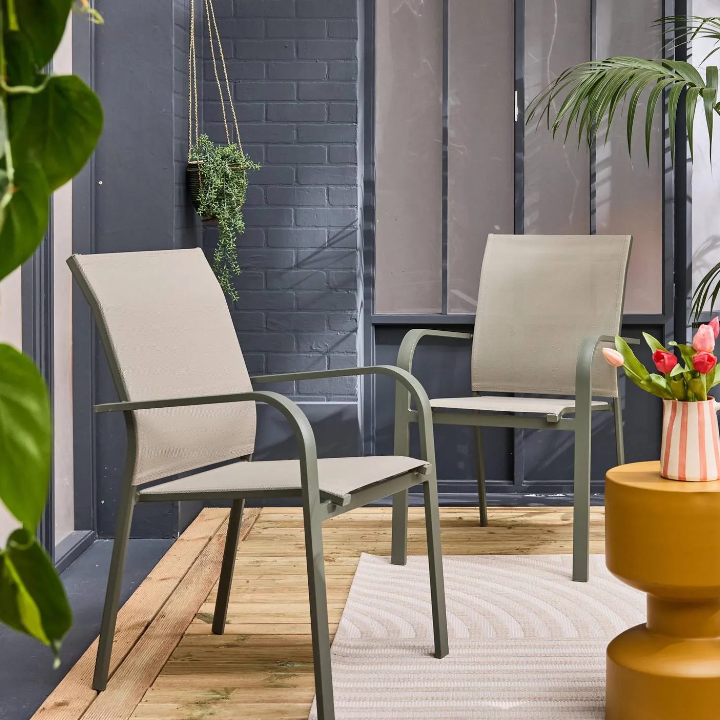 Stackable garden chair aluminum (set of 2)