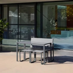 Steel and Textilene Garden Table + 4 Seats