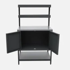 Steel outdoor kitchen 2 hanging shelves 2 doors L80cm