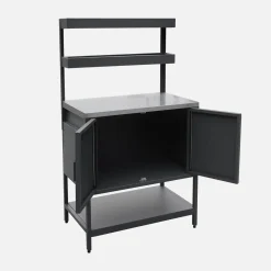 Steel outdoor kitchen 2 hanging shelves 2 doors L80cm