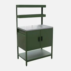 Steel outdoor kitchen 2 hanging shelves 2 doors L80cm