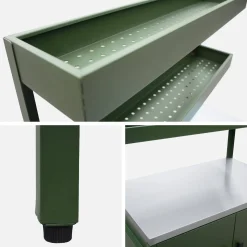 Steel outdoor kitchen 2 hanging shelves 2 doors L80cm