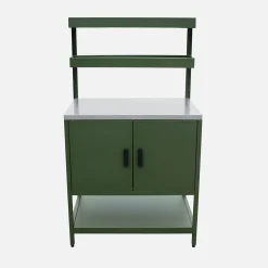 Steel outdoor kitchen 2 hanging shelves 2 doors L80cm