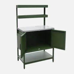 Steel outdoor kitchen 2 hanging shelves 2 doors L80cm