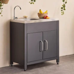 Steel outdoor kitchen with sink