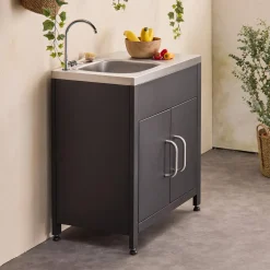Steel outdoor kitchen with sink