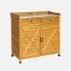 Storage unit, fir wood potting table, 2 doors, 2 drawers