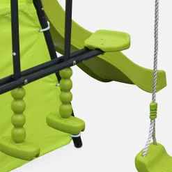 Swingset with 2 swings, slide, basketball hoop, climbing wall and tipi tent