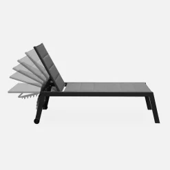 Textilene and aluminium sun lounger, 6 reclining positions