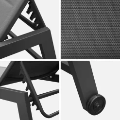 Textilene and aluminium sun lounger, 6 reclining positions