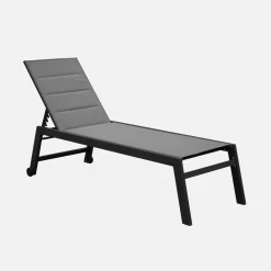 Textilene and aluminium sun lounger, 6 reclining positions