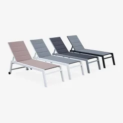 Textilene and aluminium sun lounger, 6 reclining positions