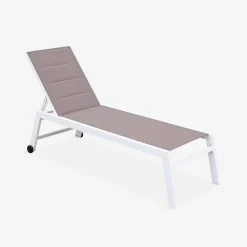 Textilene and aluminium sun lounger, 6 reclining positions