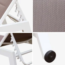 Textilene and aluminium sun lounger, 6 reclining positions