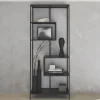 6-tier asymmetrical bookshelf in black metal