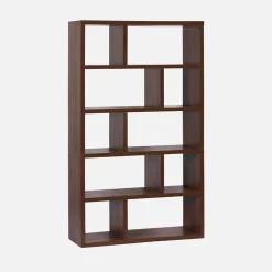 5-tier asymmetrical bookshelf with 10 compartments