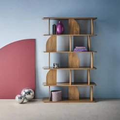 5-tier bookshelf, curved style dividers, exotic decor