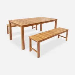 2 to 3-seater bench in acacia wood, 140cm