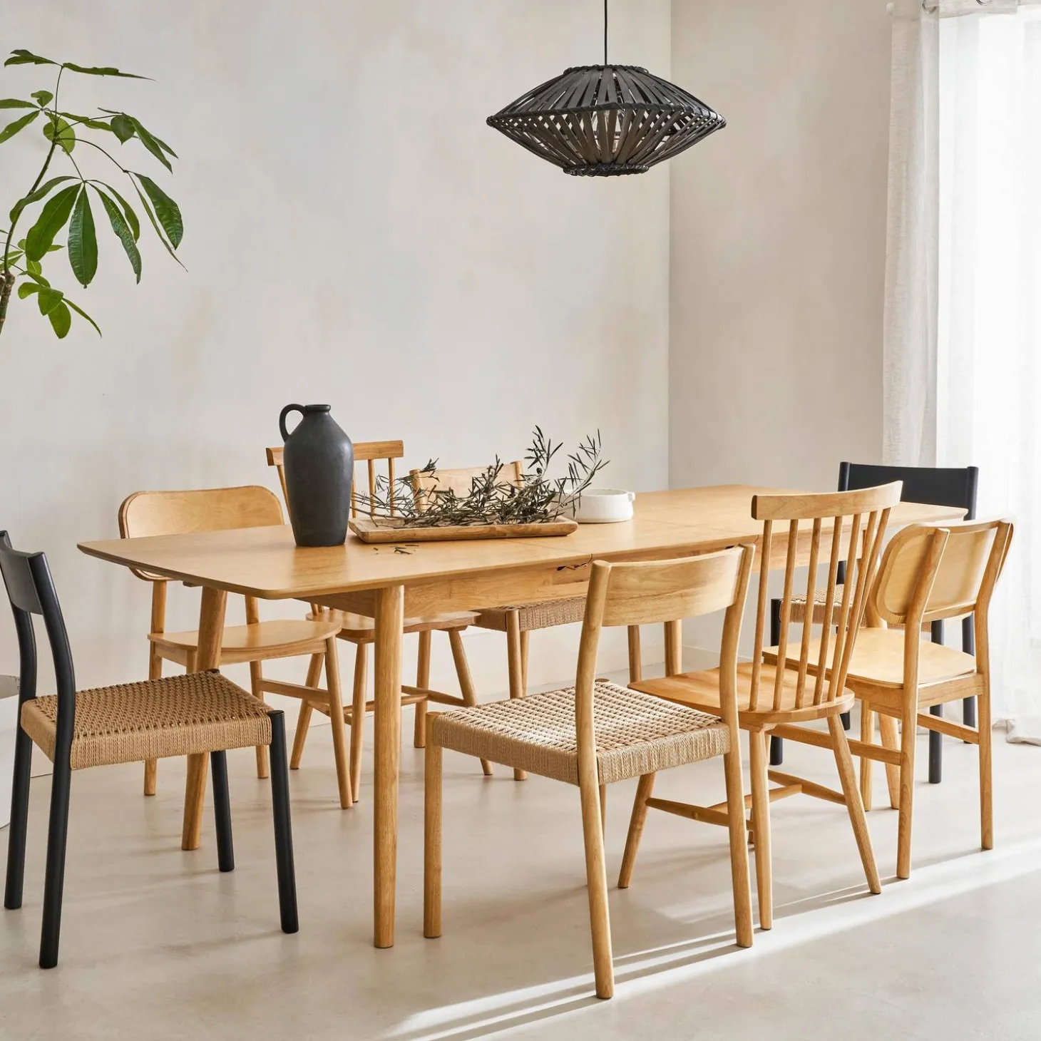 6 to 8-seater extendable rectangular dining table
