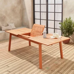 8 to 10-seater extendable wooden garden table