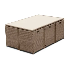 6 to 10-seater rattan cube table set with chairs