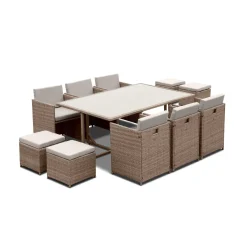 6 to 10-seater rattan cube table set with chairs