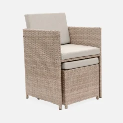 4 to 8-seater rattan cube table set with chairs