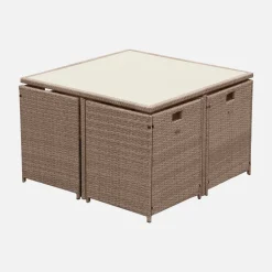 4 to 8-seater rattan cube table set with chairs