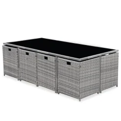 8 to 12-seater rattan cube table set with chairs