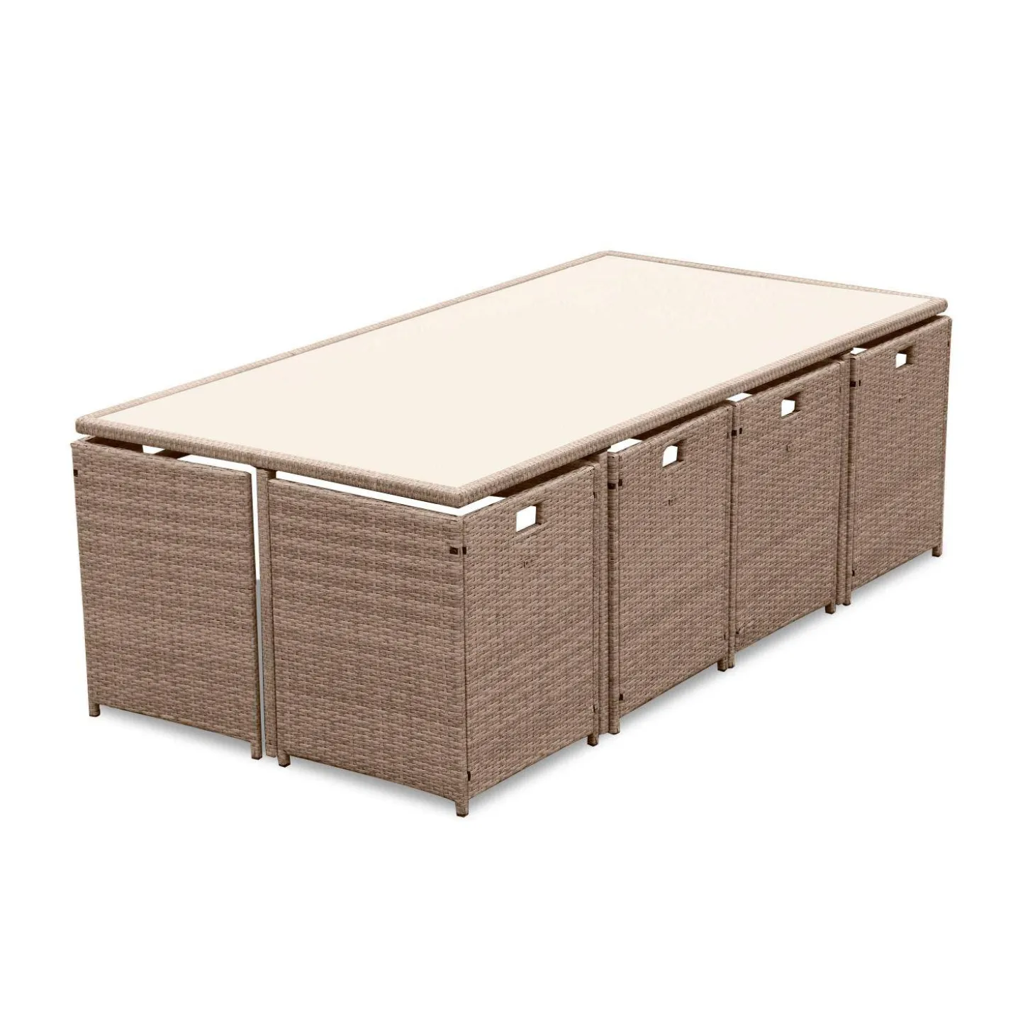 8 to 12-seater rattan cube table set with chairs