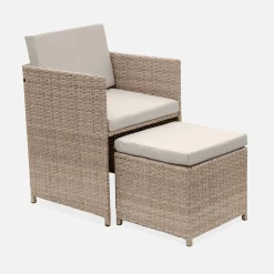 6 to 10-seater rattan cube table set with chairs